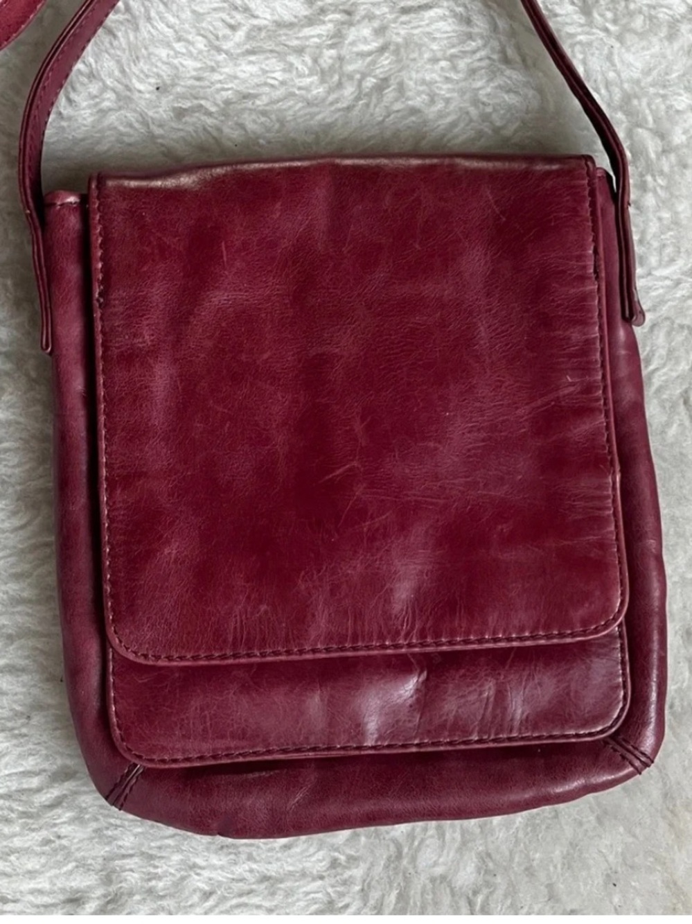 HOBO Deep Raspberry Red Leather flap front Shoulder Bag